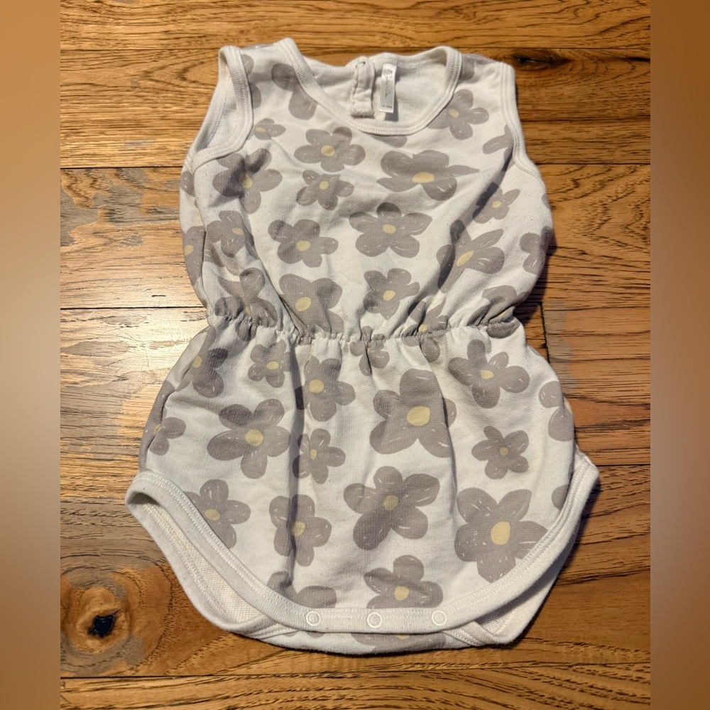 Rylee + Cru Cream and Gray Floral Romper